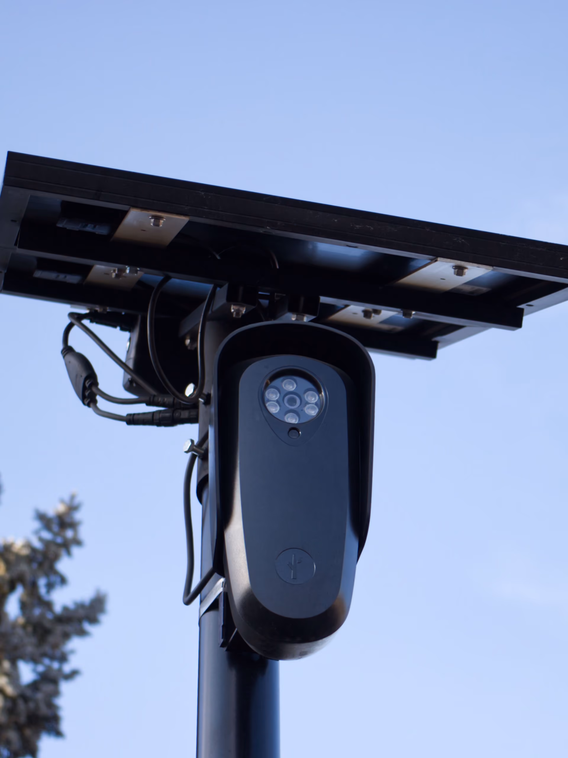 CCTV security camera monitoring a protected property